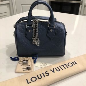 Brand new LOUIS VUITTON SPEEDY 20 bandouliere metallic grey/blue crossbody bag
